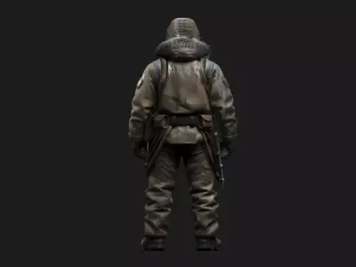 Apocalyptic Gas Mask Soldier Low-poly 3D model