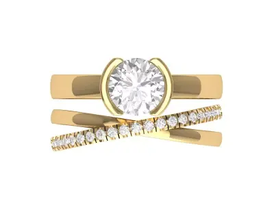  Solitair Ring Bridal Set with infinity band 3D print model