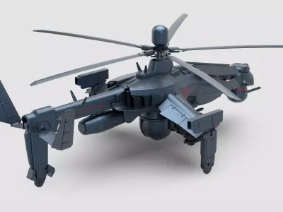 Futuristic Attack Drone Helicopter   3D model