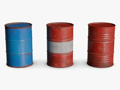 Oil Drum bundle v1 - 55 gallon drum 3D model