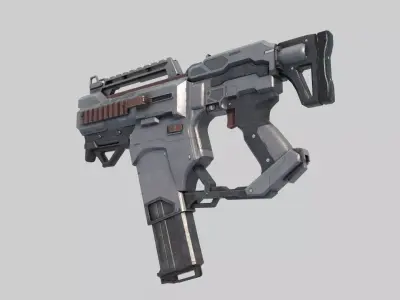 Future sci-fi laser submachine gun 3D model