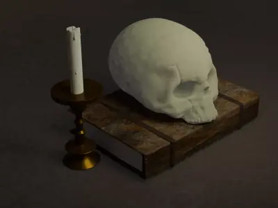 skull and the book Free 3D model