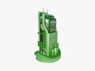 SciFi Building A06 Green - Sci Fi Exterior Design Free low-poly 3D model