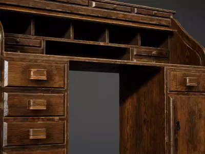 Wood Antique Desk Low Poly Game Ready Low-poly 3D model