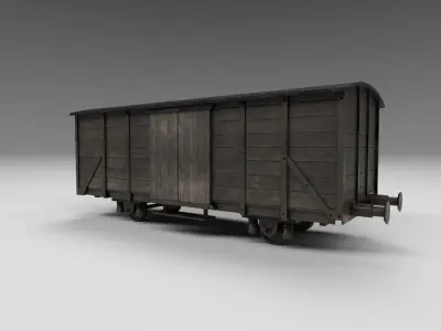 Old train wagon Low-poly 3D model
