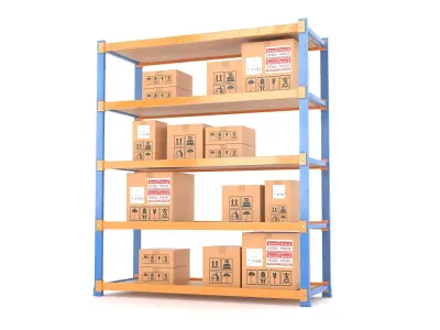 Industrial Warehouse Storage Rack 3D Model  Low-poly 3D model