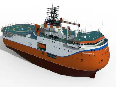 Ice-resistant self-propelled platform North Pole Project 00903 3D model