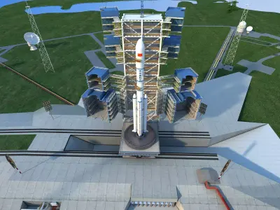 Rocket launch pad - Rocket launch site Low-poly 3D model