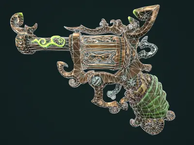 Stylized pirate revolver Low-poly 3D model