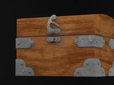 Wooden Chest Low-poly 3D model