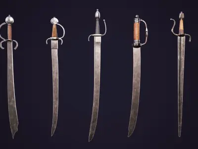 Various Swords Low-poly 3D model