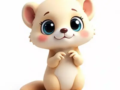 Cute Cartoon Otter 3D Model Low-poly 3D model