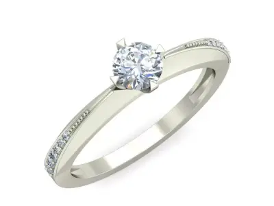Solitaire Engagement Art Deco Ring 3D print model 29
