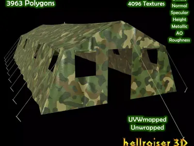 Military Tent - 5 - PBR - Textured Low-poly 3D model