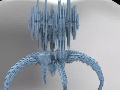 Sci fi Alien Dragon Bone Spine cliffs  3D model