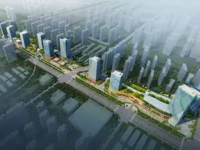 3Dmax fashion city commercial square building 415 3D model