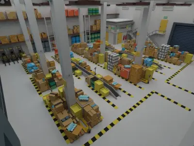 Lowpoly warehouse office building Low-poly 3D model