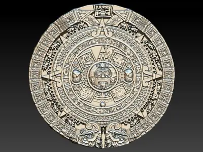 Aztec sun calendar Piedra del Sol 3D print model