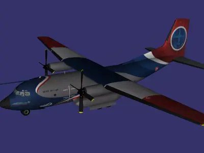 C160-Transall military plane with propellers flying in sky Free low-poly 3D model