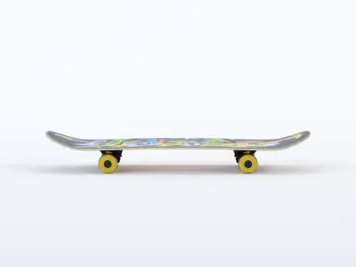 Skateboard Yellow Model 3D model Low-poly 3D model