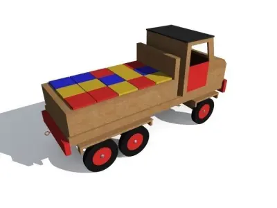 truck with wooden blocks 3D model