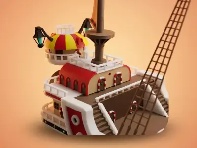 Thousand Sunny One Piece 3D Printable Model STL OBJ 3MF 3D print model