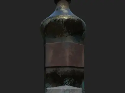 bottle with substance on the bottom PBR low poly Low-poly 3D model