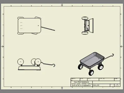 4 wheeled heavy duty tilt trailer Free 3D model