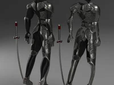 robot pair of armored men Low-poly 3D model