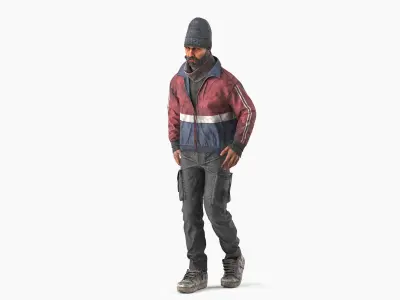 Walking Homeless Man 3D model