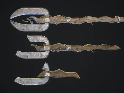 Staff ax aaa Low-poly 3D model
