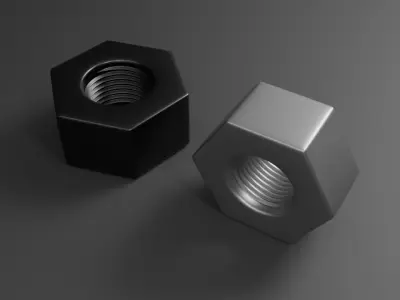 Low Poly Nuts on Bolts  3D model Low-poly 3D model