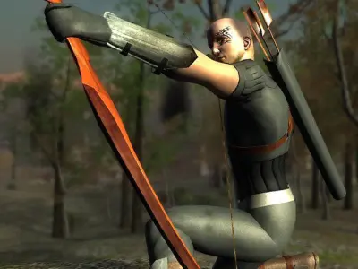 Archer 3D Model man with bow and arrow Low-poly 3D model