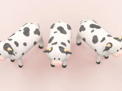 Cartoon Cow Animal Style Cute Low-poly 3D model