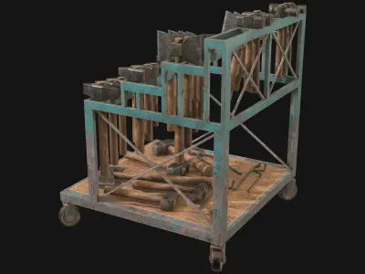 Ironwork Tools Rack 3 Low-poly 3D model