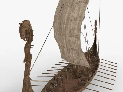 Viking Ship Unfolded  Low-poly 3D model
