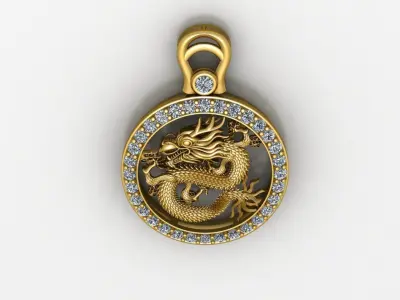 Chinese Dragon Pendant 3D print model 3D print model 3D print model