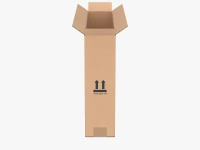 Cardboard Box 50x10x35 Half Open 3D model