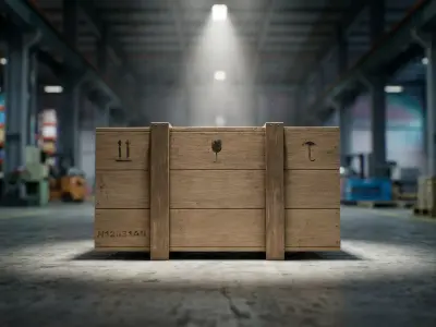 Medium wooden box Low-poly 3D model