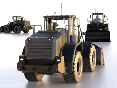 Wheel Loader Black Low-poly 3D model