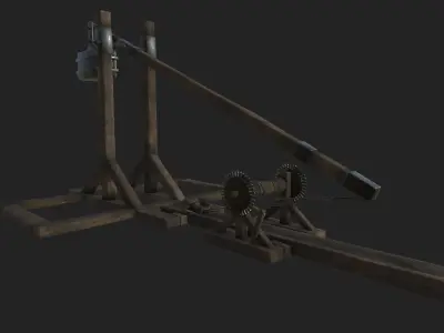 Catapul catapult Low-poly 3D model
