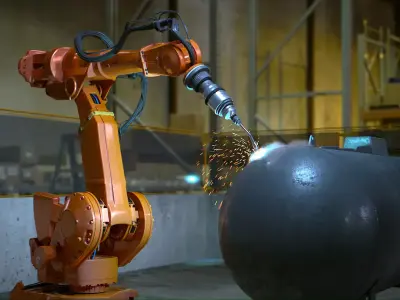 Industrial Robot Welding Low-poly 3D model