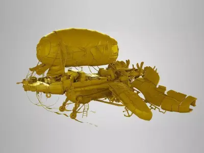 airship spacecraft flying in sky 3D model