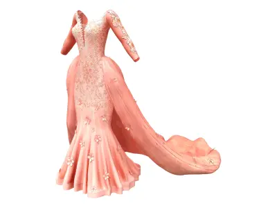 Prom Dress With Tail Low-poly 3D model