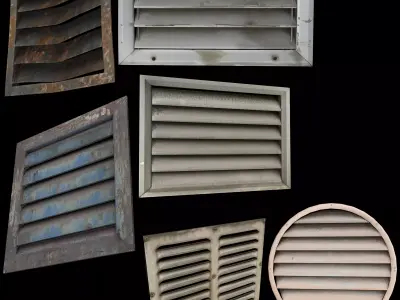 Set of air vents  Low-poly 3D model