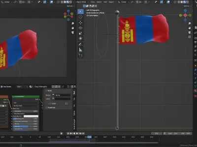 Animated Mongolia Flags 3D model
