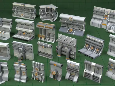 Industrial Walls Collection 1 - 20 pieces 3D model