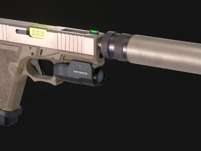 Custom G19 and Polymer80 PFC9 Pistol Pack - Game Asset Low-poly 3D model
