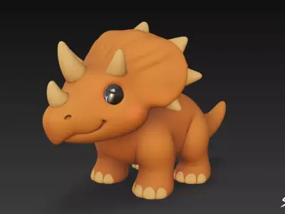 Cartoon Plush Pentaceratops Low-poly 3D model