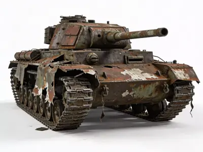 Rusted Iron Giant Abandoned Heavy Tank 3D Model Low-poly 3D model
